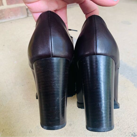 Jil Sander Dark Burgundy Lace Up  Leather Heeled Oxfords size 39 - Picture 3 of 8